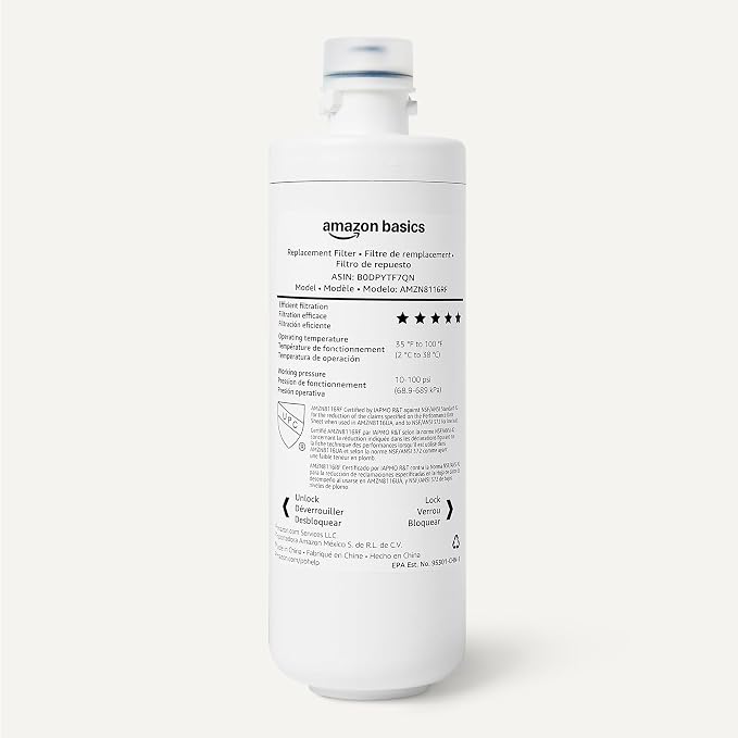 Amazon Basics Replacement Filter Cartridge for Under Sink Water Filter System, Reduces Chlorine, Bad Taste & Odor, NSF/ANSI 42 & 372 Certified, 1 Year Service Life, 11,000 Gallons, White