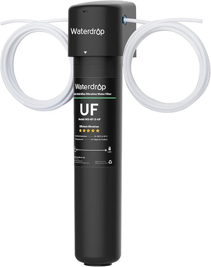 Waterdrop 15UC-UF 0.01 μm Inline Water Filter for Refrigerator, 2 Years, In Line Water Filter for Icemaker, Ideal for Ice Maker, RV, Refrigerator, 1/4 inch Direct Connect, NSF/ANSI 42 Certified