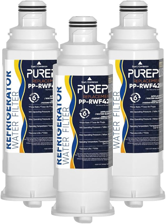 PUREPLUS Replacement for Samsung HAF-QIN/EXP,DA97-08006C,RF28R7351SG,RF28R7201SR, RF28T5001SR,RF24R7201SR,RS27T5200SR，RF23M8590SG,Refrigerator Water Filter,Reduces PFOA/PFOS & Chlorine,3 Pack