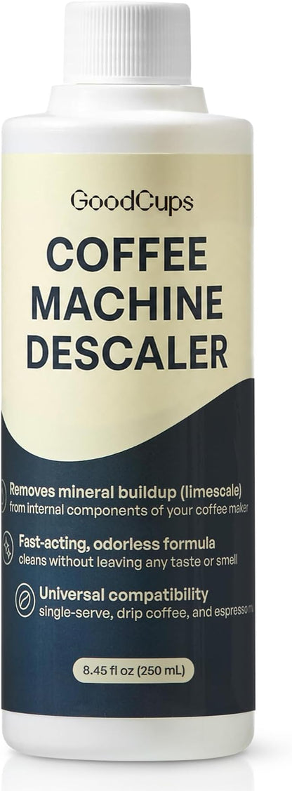 GoodCups Coffee Machine Descaler Solution, 8.45 fl oz (250 mL), Universal Descaling Liquid for Keurig, Nespresso, Breville, Ninja, Espresso & Drip Coffee Makers, 2 Cleaning Cycles