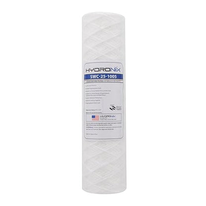 Hydronix SWC-25-1005 Universal Whole House String Wound Sediment Water Filter Cartridge 2.5" x 10" - 5 Micron