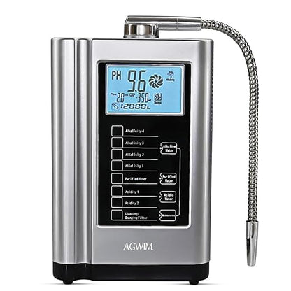 Alkaline Water Ionizer Machine 729, Built-in a Filter, Produces pH 4-10.5 Water, 7 Water Settings, Up to -570mV ORP, 8000L Per Filter, Silver