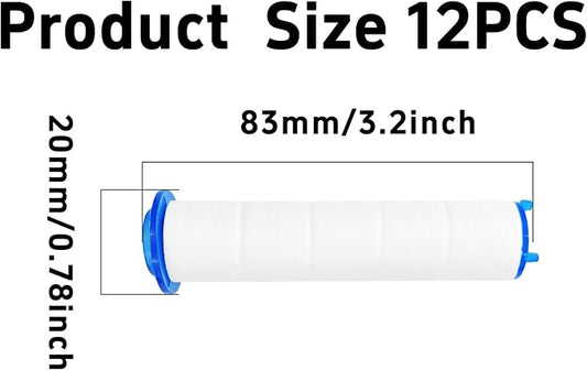 12Pcs 3.2” Shower Head Filter Cartridge, PP Cotton Replacement Filters for High Pressure Handheld Turbo Fan, Vortex Hydro Jet Shower Head, Improves Water Quality, Easy Install
