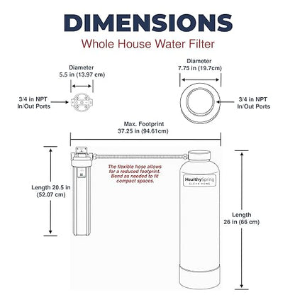 Clean Home Whole House Water Filter System – High-Capacity Carbon Filter for Chlorine & Chloramine Reduction, Up to 600,000 Gallons, Includes Pre-Filter Kit and Replacement Filter