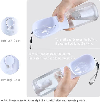 Cibaabo Dog Water Bottle with Food Container & Poop Bag Holder & Filter | Travel Water Bowl, Portable Pet Dispenser, Dog Gifts, Puppy Essentials for Walking Hiking