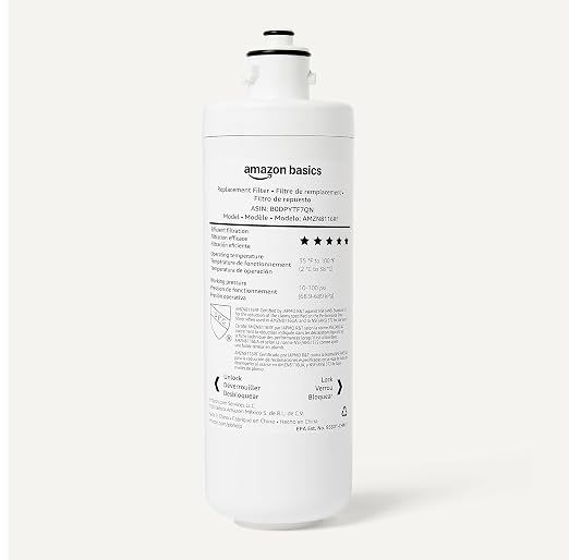 Amazon Basics Under Sink Water Filter System, NSF/ANSI 42 & 372 Certified, Easy Twist-and-Lock Design, 11,000 Gallons, 1 Year Service Life, White