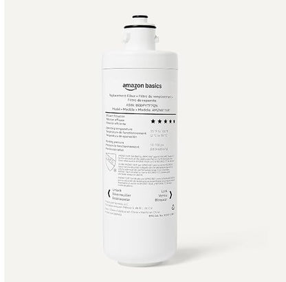 Amazon Basics Under Sink Water Filter System, NSF/ANSI 42 & 372 Certified, Easy Twist-and-Lock Design, 11,000 Gallons, 1 Year Service Life, White