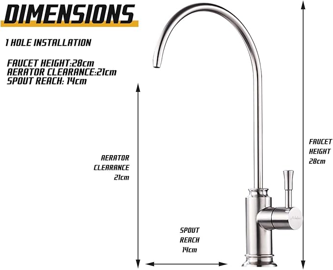 Achelous Brushed Nickel Modern Kitchen Faucet, Stainless Steel Drinking Water Faucet with Built-In Water Filter, Single Hole Mounting, Right Lever Handle