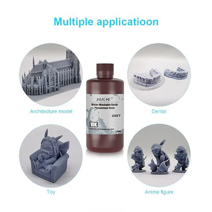 JAMG HE Rapid UV-Curing Resin 405nm, Dental Model Resin for Orthodontic Brace Water Washable with Lower Shrinkage & High Presicion Grey 500g