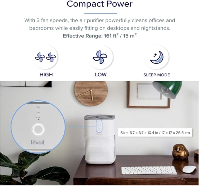 Levoit LV-H128 Air Purifier Genuine Replacement Filter, 1 Pack | AHAM VERIFIDE, Capture Dust, Smoke, Pollen, Activated Carbon, 3-Stage Filtration System, 2-Piece Set, LV-H128-RF