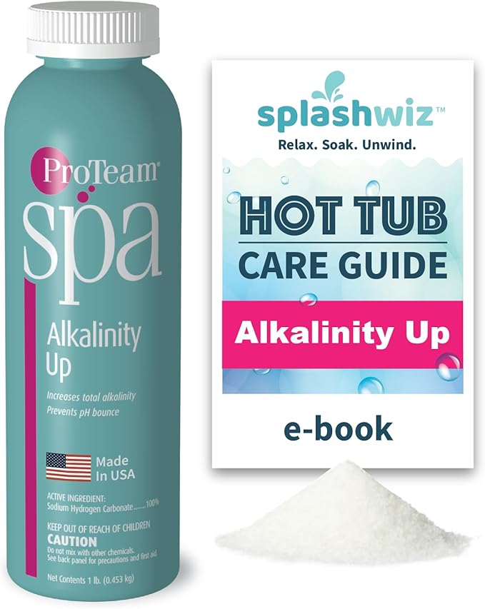ProTeam Spa Alkalinity Increaser for Hot Tub to Keep Alkalinity Up for hot tub spa - with SplashWiz Spa & Hot Tub Chemicals Care Guide e-Book - Made in USA (1lb)