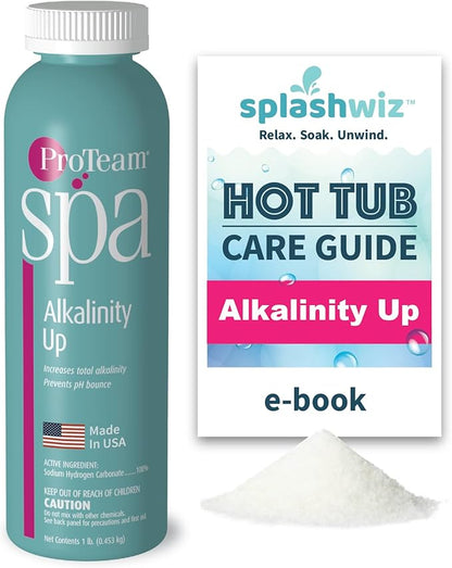 ProTeam Spa Alkalinity Increaser for Hot Tub to Keep Alkalinity Up for hot tub spa - with SplashWiz Spa & Hot Tub Chemicals Care Guide e-Book - Made in USA (1lb)