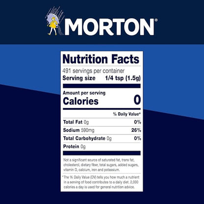 Morton Plain Salt, (26 oz), 3-Pack - All-Purpose, Non-Iodized Salt, Perfect for Cooking & Table Use