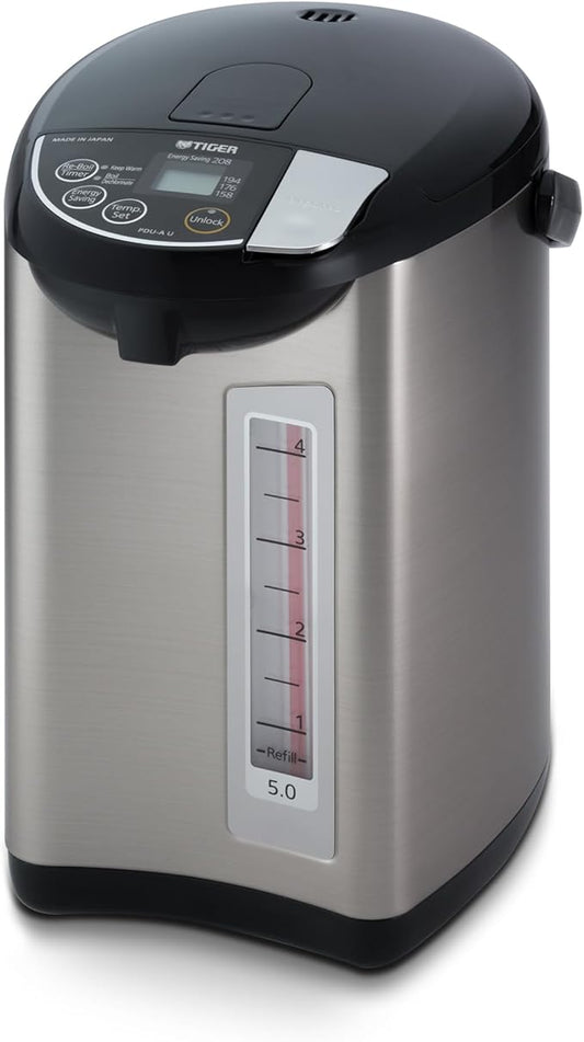 Tiger PDU-A50U-K Electric Water Boiler and Warmer, Stainless Black, 5.0-Liter