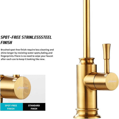 Achelous Brushed Gold Kitchen Water Filter Faucet,Stainless Steel Lead-Free Drinking Water Faucet Fits Reverse Osmosis Units or Filtration System in Non-Air Gap