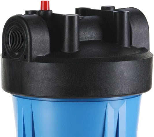 Hydronix 20"x4.5" HF45-20BLBK10PR Whole House Housing, 1" in/Out Ports W/Pressure Relief Button