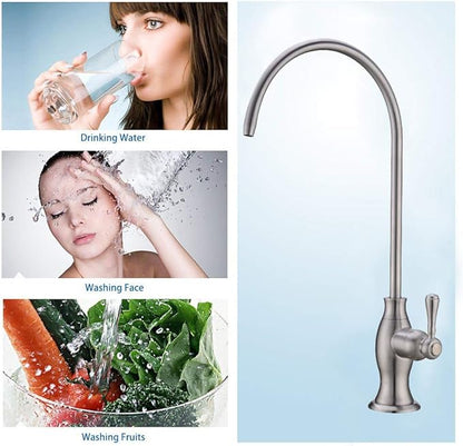 Stainless Steel Water Filter Faucet Delle Rosa Commercial Water Filtration Faucet for Under Sink Water Filter System Modern Brushed Nickel Kitchen Bar Sink Drinking Water Faucet,Non-Air Gap RO Faucets