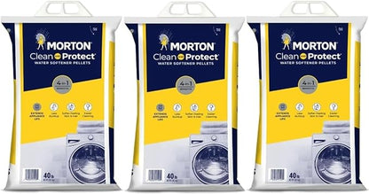 Morton Clean and Protect Water Softener Salt Pellets, 40 LB Bag (3), White