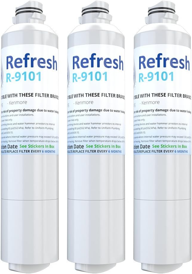Refresh R-9101 Refrigerator Water Filter Replacement for Samsung DA29-00020A, DA29-00020B, HAF-CIN/EXP, NSF/ANSI 42, 6-Month 300 Gallon Filter (3 Pack, Standard)