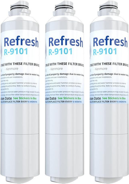 Refresh R-9101 Refrigerator Water Filter Replacement for Samsung DA29-00020A, DA29-00020B, HAF-CIN/EXP, NSF/ANSI 42, 6-Month 300 Gallon Filter (3 Pack, Standard)