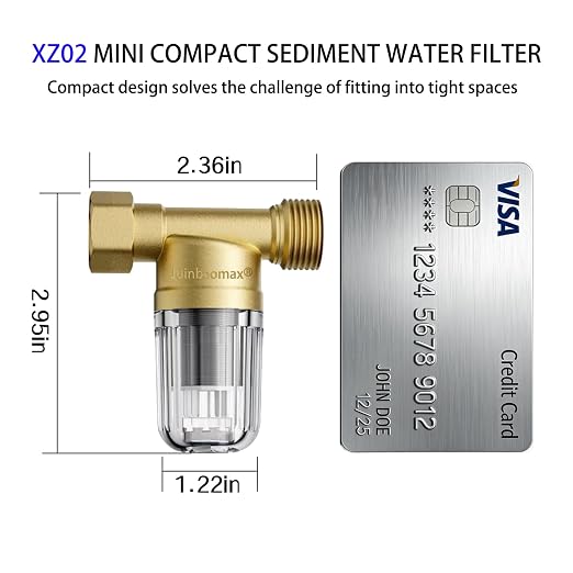 XZ02 50 Micron Reusable Washing Machine Water Filter, Compact Brass Washer Water Filter, for Washing Machine, Heater, Camping, Travel, Anti Scale Portable Sediment Filter