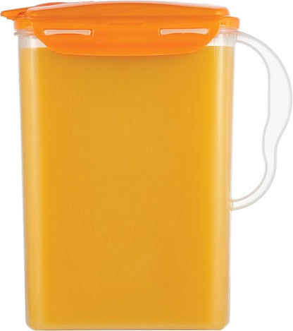 LocknLock Aqua Fridge Door Water Jug | Clear Pitcher | BPA Free Plastic Pitcher with Lid | 3 Quart Pitcher with Lid for Water, Juice, Tea & More Beverages, Orange