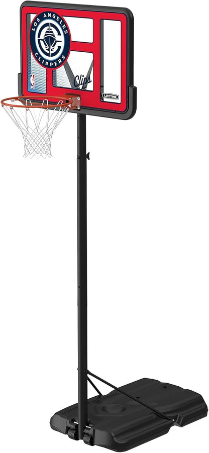 Lifetime NBA Los Angeles Clippers Portable Basketball Hoop, Adjustable Height 7.5-10 Ft, 44 Inch Shatterproof Fusion Backboard, Base with Wheels