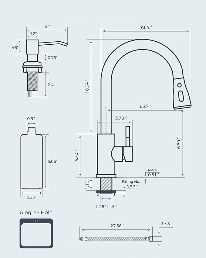 FORIOUS Gold Kitchen Faucet with Soap Dispenser and Pull Down Sprayer, Bar High Arc Single Handle Classic 3 Modes Stainless Steel Faucet for Kitchen Sink Farmhouse RV Laundry Camper