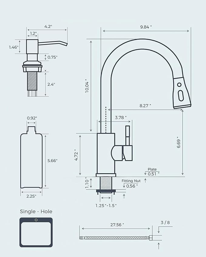 FORIOUS Kitchen Faucets with Soap Dispenser and Pull Down Sprayer, Bar High Arc Single Handle Classic 3 Modes Stainless Steel Faucet for Kitchen Sink Farmhouse RV Laundry Camper, Black Chrome