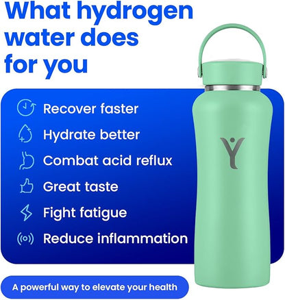 DYLN Hydrogen Water Bottle | Create Hydrating Alkaline Hydrogen-Rich Water Up to 9 pH | Vacuum Insulated Stainless Steel Water Bottle | Keeps Water Cold for 24 Hours