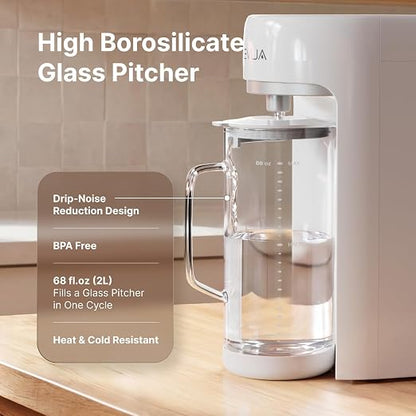 PR1-A Countertop UV Reverse Osmosis Water Filter System, 6 Stage RO Filtration Purifier No Plumbing Machine for Home Counter Top with 68 fl.oz(2L) Glass Pitcher, TDS and Filter Life Detection