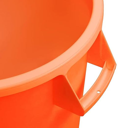 SPARTA Bronco Waste Container Trash Container, Round Trash Bin for Disposal, 10 Gallons, Orange, (Pack of 6)