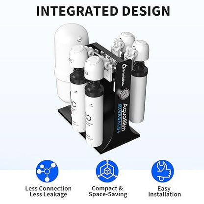 WINGSOL Integrated Reverse Osmosis Water Filter, NSF/ANSI 42&53&58, 10-Stage Under Sink RO Filtration System for pH+ Alkaline Remineralization Water, Easy Installation, No Electricity Needed