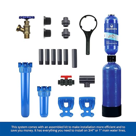 Aquasana Whole House Water Filter System | 1,000,000 Gallons | Carbon & KDF Media | Reduces 97% Chlorine & Sediment | Includes Pre- and Post-Filters | Rhino WH-1000