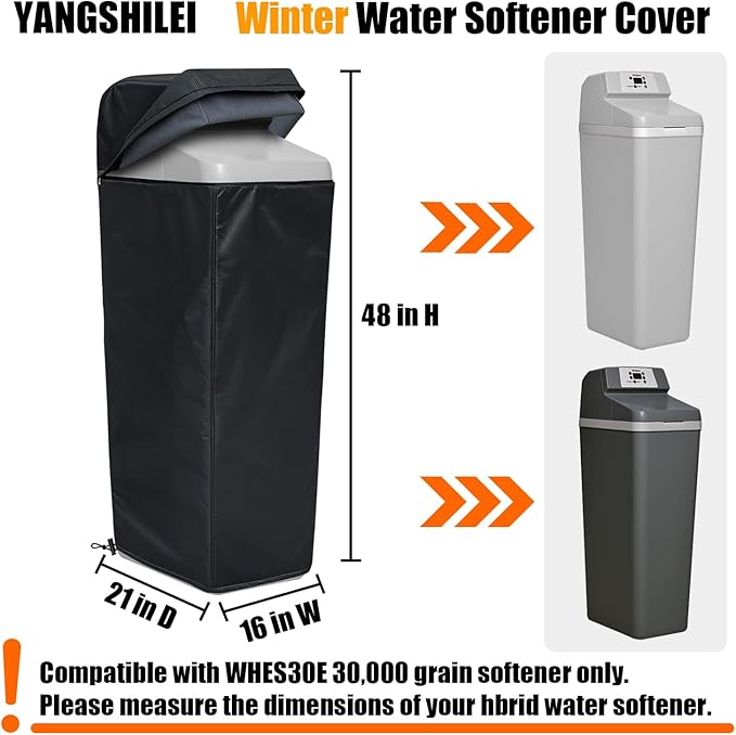 Water Softener Insulation Cover for Winter Heavy Duty With built-in anti-freeze Felt Outdoor Low-temperature Protection Cover for WHES30E / WHES40E Grain Softener and 350/420 Water Softener (Black)