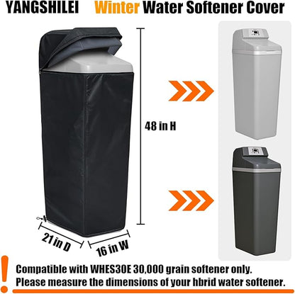 Water Softener Insulation Cover for Winter Heavy Duty With built-in anti-freeze Felt Outdoor Low-temperature Protection Cover for WHES30E / WHES40E Grain Softener and 350/420 Water Softener (Black)