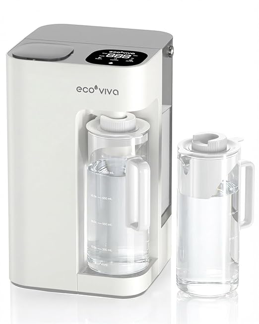 Mate 3 Countertop Reverse Osmosis Water Filter with 2 Smart Auto-Filling Pitchers, 8 Stage RO Water Filtration System, Water Purifier for Home, Office, 3:1 Pure to Drain, White