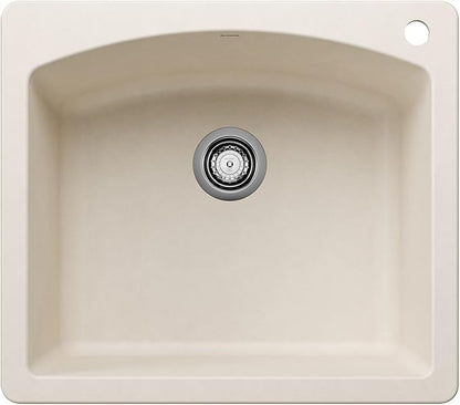 BLANCO 443060 Diamond Silgranit Single Bowl Sink Drop-In or Undermount, 25" L X 22" W - Soft White