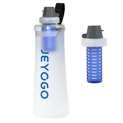 1L Collapsible Water Filter Bottle, 0.1 Micron Hollow Fiber Water Filter Bag, BPA-Free Filtration Bladder for Hiking, Backpacking, Camping, Cycling & Emergency Survival(Arctic White, 1L)