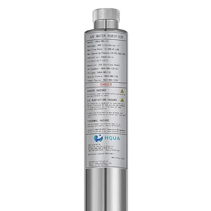 HQUA-OWS-121 120V 40W 12GPM 1” Inlet/Outlet MNPT Whole House Ultraviolet Water Purifier Filter, +1 Extra UV Bulb