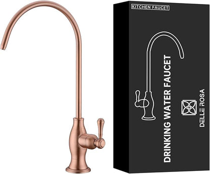 Delle Rosa Drinking Water Faucet in Copper Finish, Retro Stainless Steel Kitchen Water Filter Faucet, Commercial Water Filtration Faucet for Under Sink Water Filter System,Copper Finish,Non-Air Gap