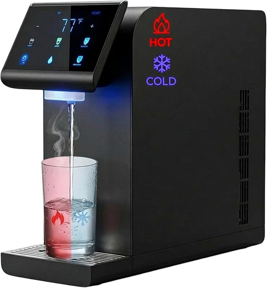 Ultra Instant Hot & Cold Water Dispenser - Bottleless Water Dispenser Countertop, Full Installation Kit, Quiet Multi-Stage Filtration + UV Sterilization - Black