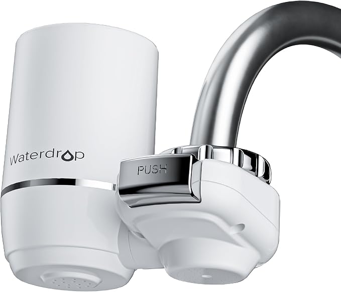 Waterdrop FC-02 Faucet Water Filter for Skin Care, Bathroom Sink Filter | Reduces Chlorine, NSF Certified Faucet 0.01μm Ultra-Filtration Water Filter, Lead-Free Material, 320 Gallons, White, 1 Filter