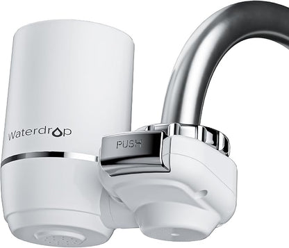 Waterdrop FC-02 Faucet Water Filter for Skin Care, Bathroom Sink Filter | Reduces Chlorine, NSF Certified Faucet 0.01μm Ultra-Filtration Water Filter, Lead-Free Material, 320 Gallons, White, 1 Filter