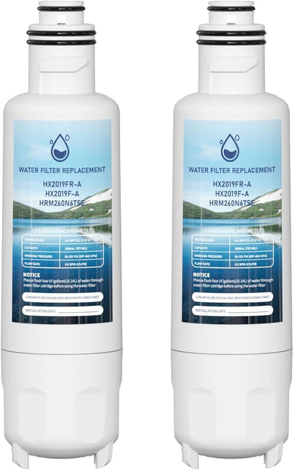 HX2019FR-A Water Filter Replacement, Compatible with Hisense HX2019FR-A, HX2019F-A, HRM260N6TSE, HRFD560SW, HRCD585BW, HRFD634BW, HRCD650BW, HRCD586TBWB and Mora MRM260N6TSE Pack of 2