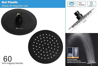 NearMoon Shower Head and 15 Stage Shower Filter Combo, High Pressure Filtered Shower for Hard Water, Improves the Condition of Your Skin, Hair (6 Inch, Black)