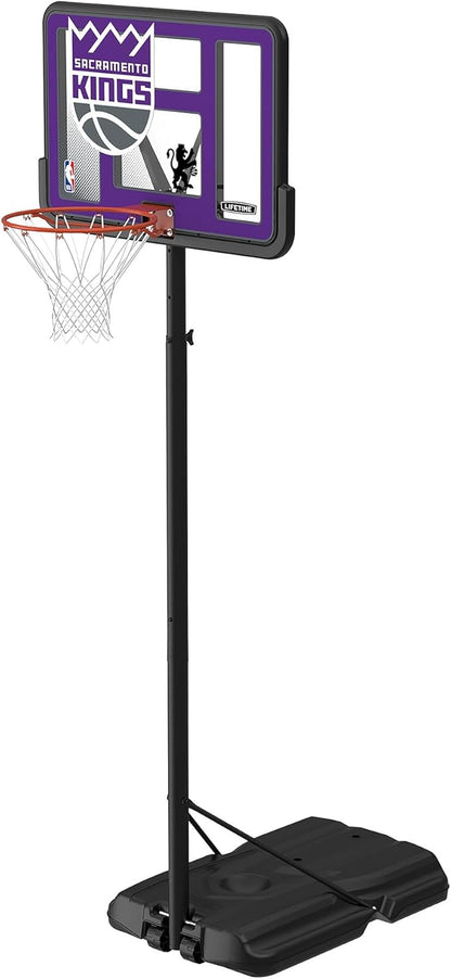 Lifetime NBA Sacramento Kings Portable Basketball Hoop, Adjustable Height 7.5-10 Ft, 44 Inch Shatterproof Fusion Backboard, Base with Wheels