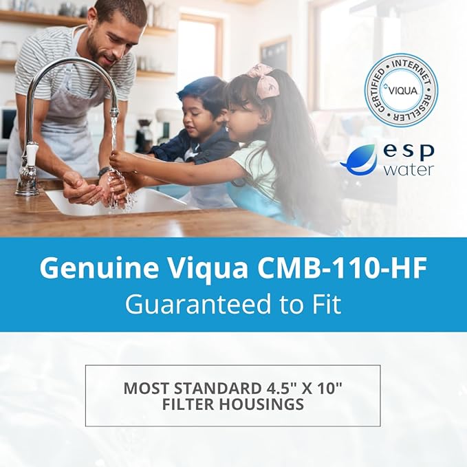 VIQUA CMB-110-HF 1 Micron High Flow Sediment Water Filter 4.5 x 10 Inches, Universal 10-Inch Whole House Water Filter Housing, Reduces Sediment, Rust, Dirt, and Protects UV Systems