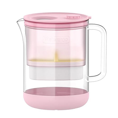Waterdrop PT-72P Glass Water Filter Pitcher, 7-Cup, Eco-Friendly, NSF/ANSI 53, 42 & 372 Certified Filter, Reduces PFOA/PFOS, Chlorine, Cadmium, Copper & Mercury, BPA-Free, Easy to Clean, Pink