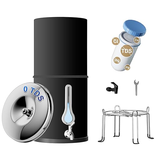 Purewell 0 TDS 7-Stage Gravity Water Filter System with Water Level Window, Certified to Reduce TDS, Lead, Total PFAS (Forever Chemicals), Mercury, and Chlorine, SF-CT-2.25G